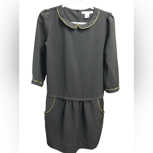 Chic Gray Midi Dress with Yellow Accents - Picture 1 of 5